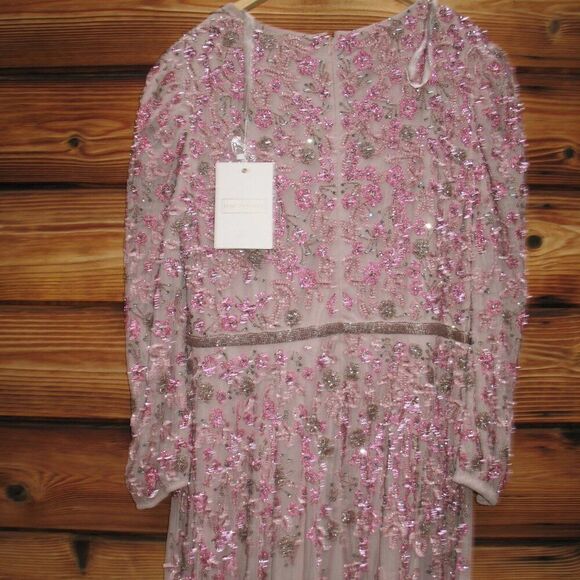 Mac Duggal 5497 Womens Embellished V Neck 3/4 Sleeve A Line Gown Dress - Picture 12 of 14